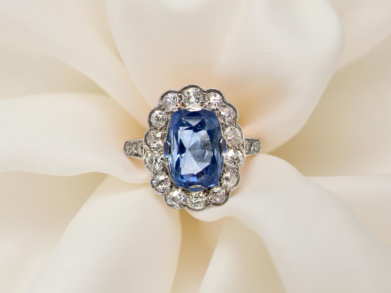 An Art Deco Sapphire and Diamond cluster ring