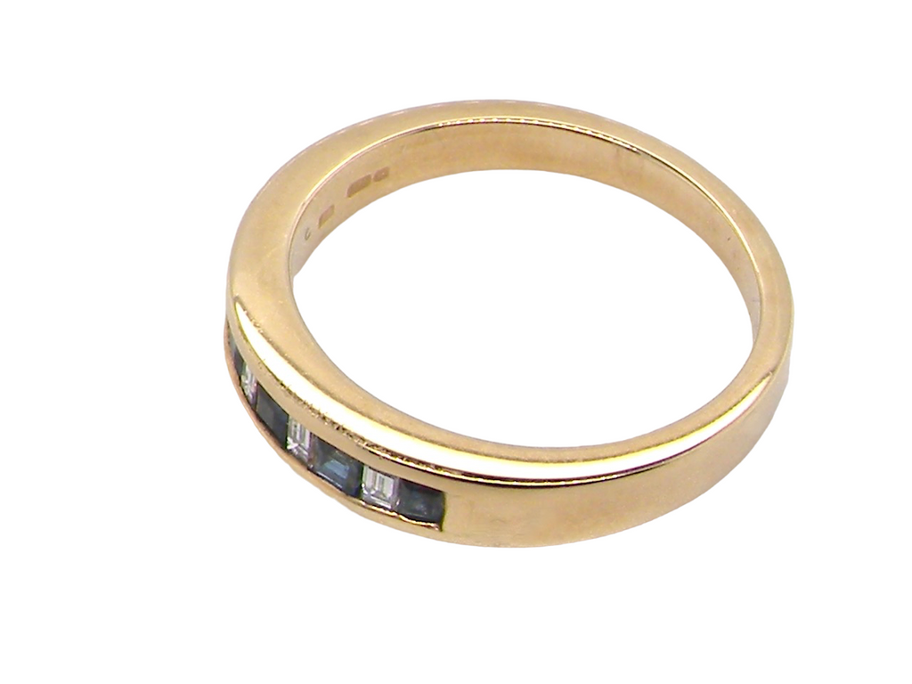 gold sapphire / diamond eternity ring