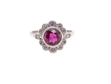 A fabulous vintage Ruby and Diamond cluster ring