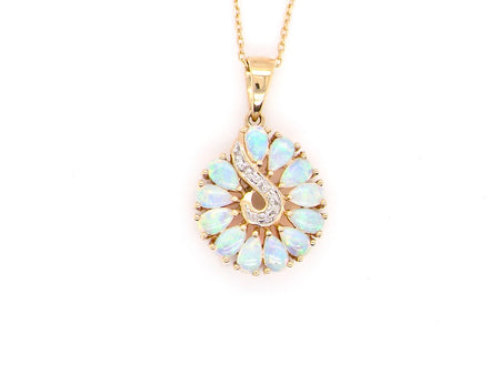 An opal and diamond pendant
