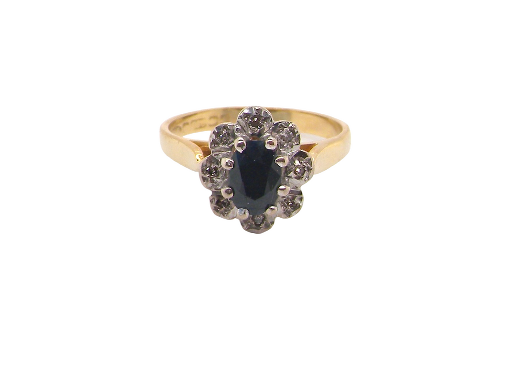 vintage sapphire and diamond cluster ring