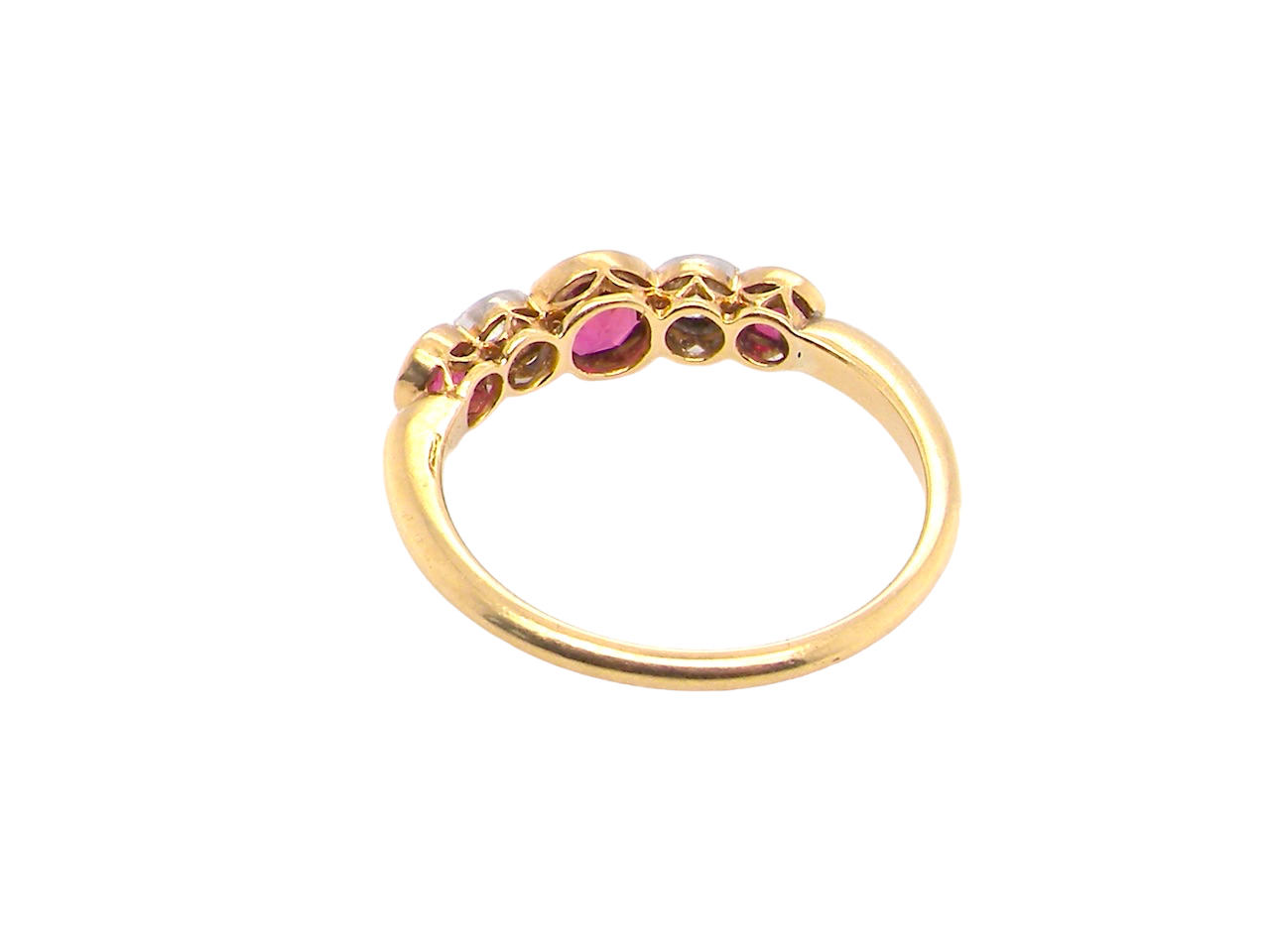 five stone ruby and diamond ring