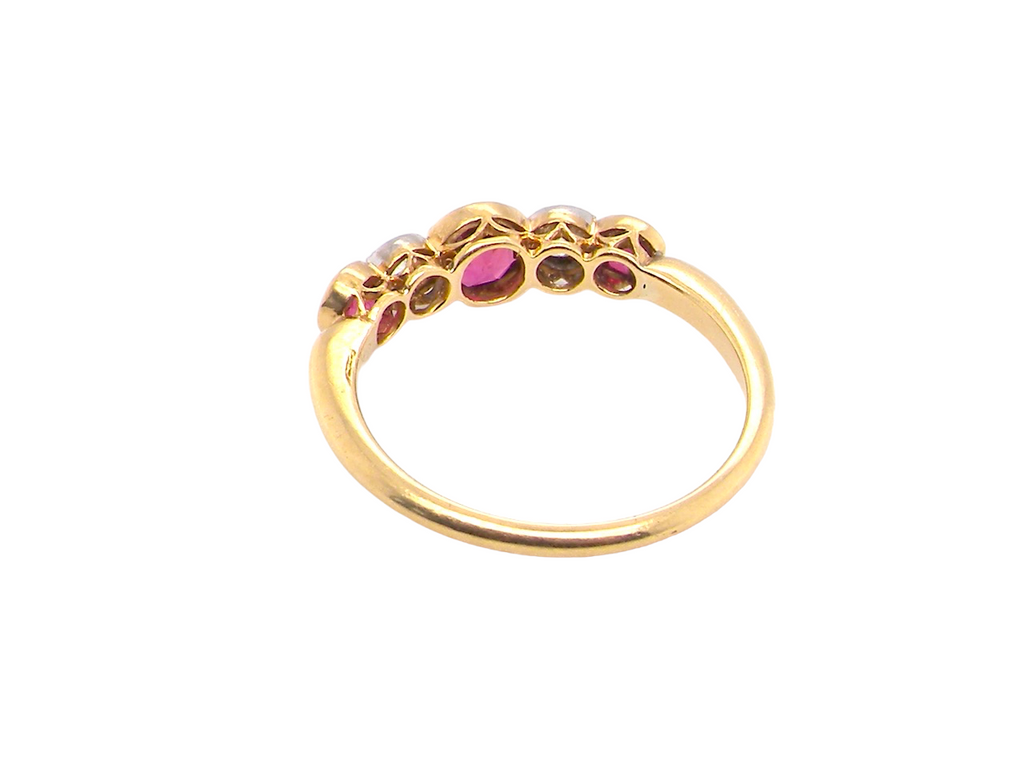 five stone ruby and diamond ring