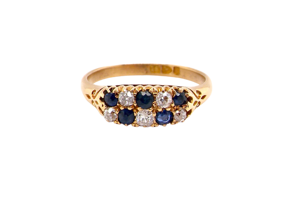 Victorian antique sapphire and diamond ring
