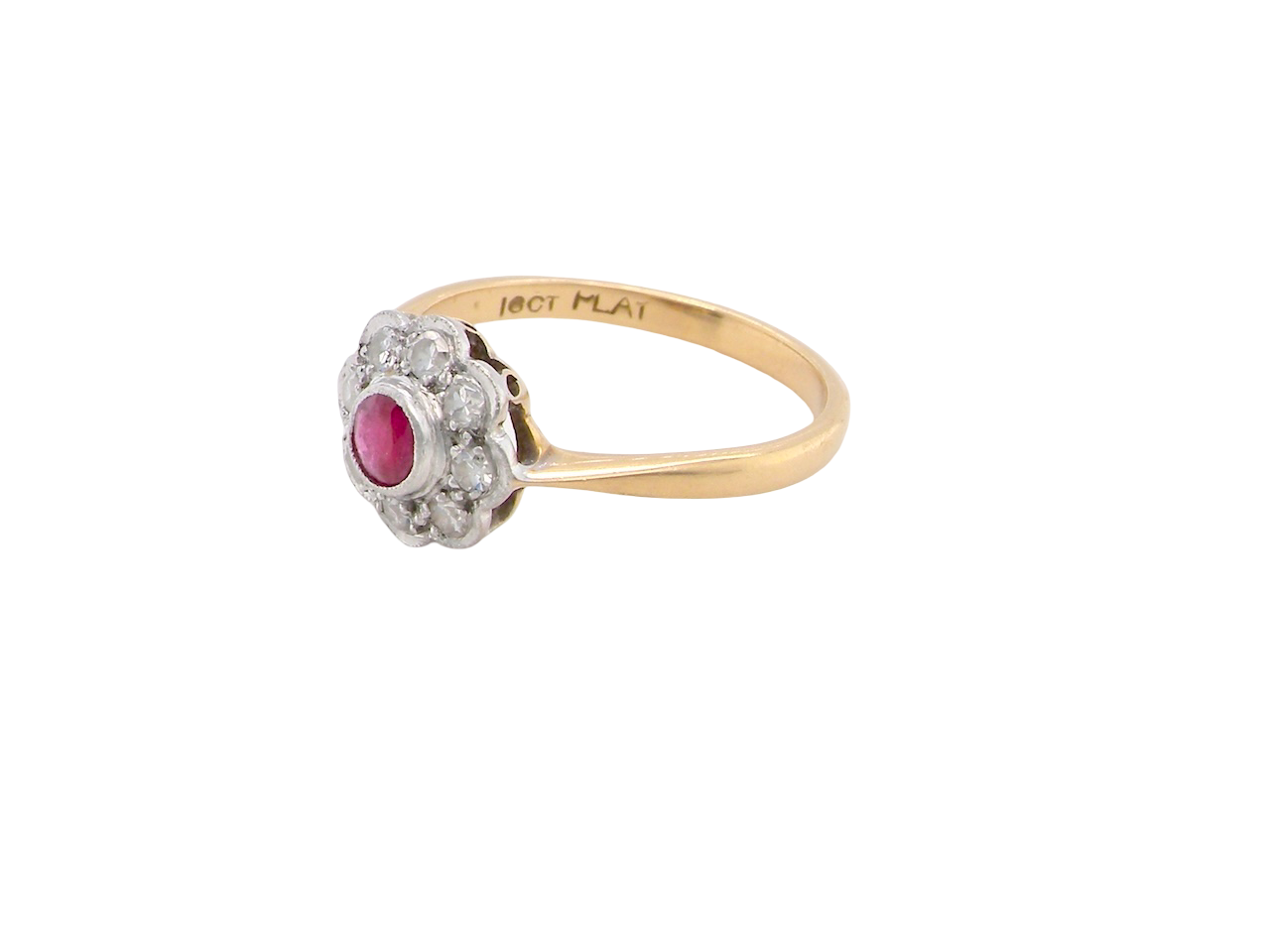 Ruby diamond cluster ring