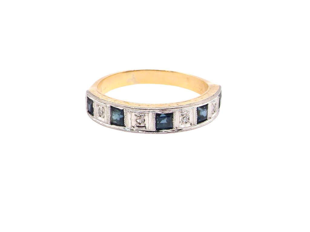 Vintage sapphire and diamond eternity ring