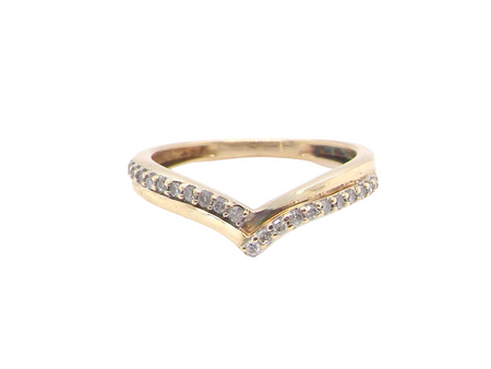  9 carat gold wishbone shaped diamond ring