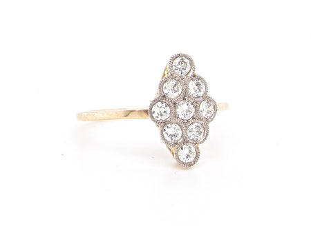 An antique diamond marquise cluster ring