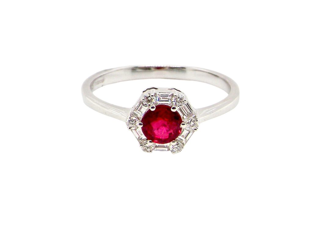 pretty ruby and diamond cluster ring