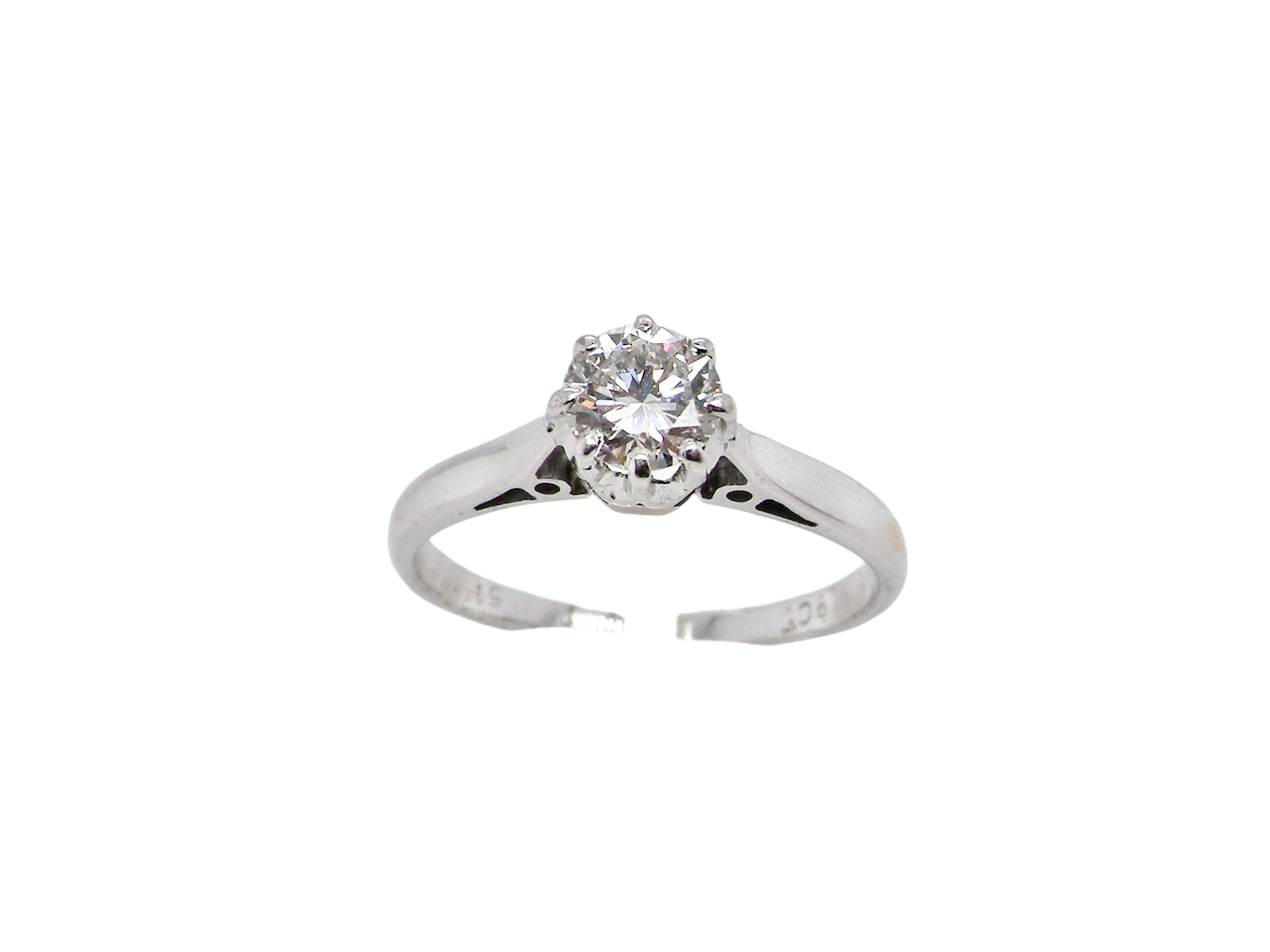 white gold solitaire diamond ring