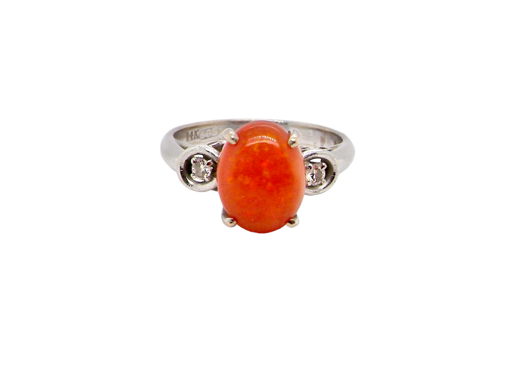 fire opal and diamond ring
