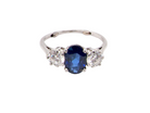 3 stone sapphire and diamond  ring