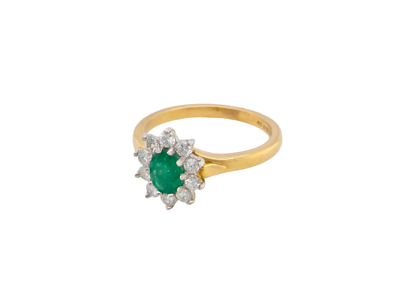 An 18 carat gold Emerald and Diamond cluster ring