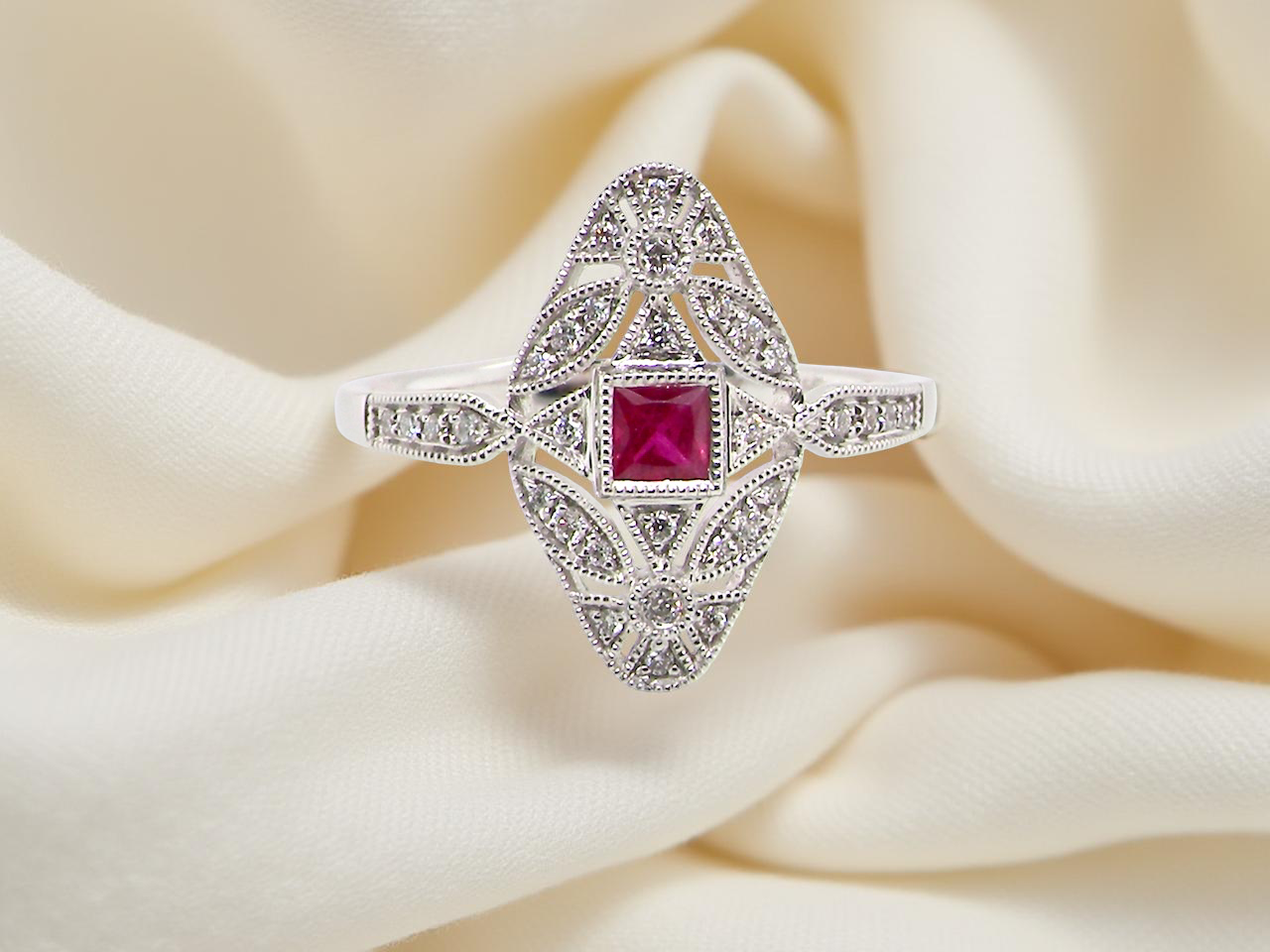 An Art Deco style Ruby and Diamond ring