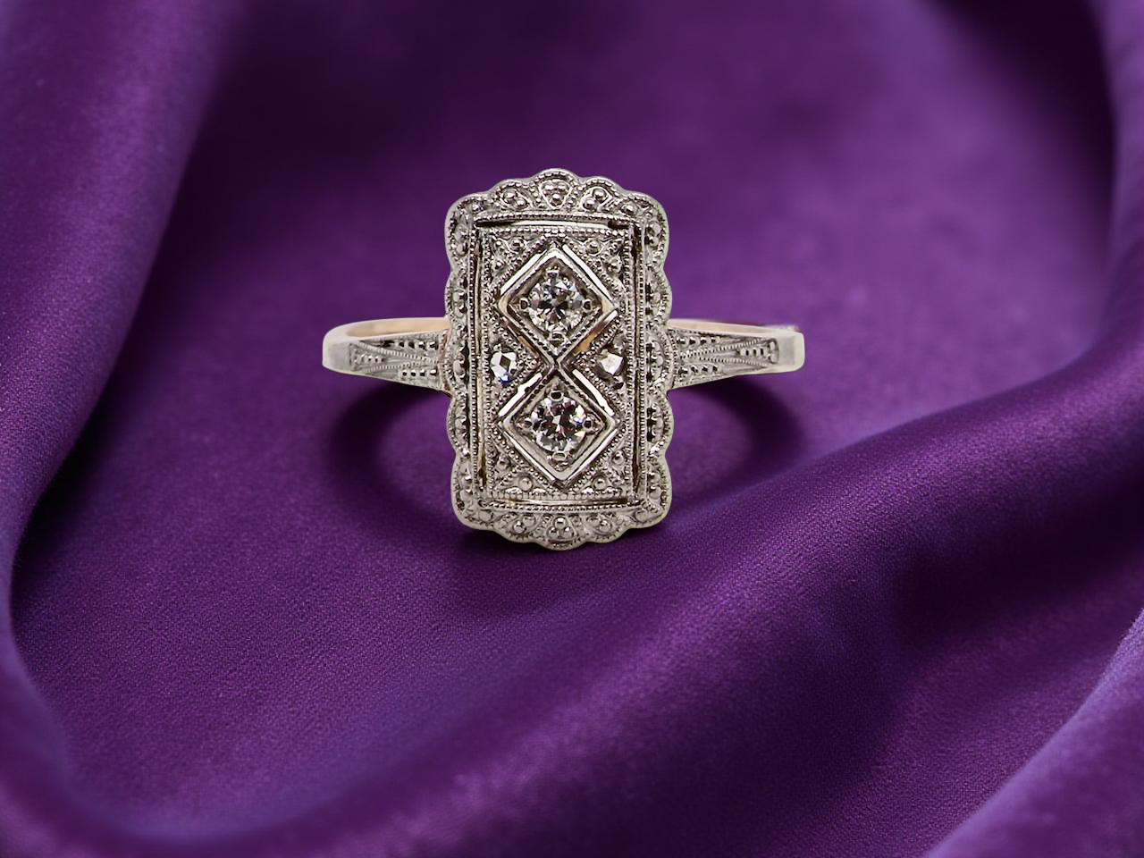 Edwardian era plaque-style diamond cluster ring