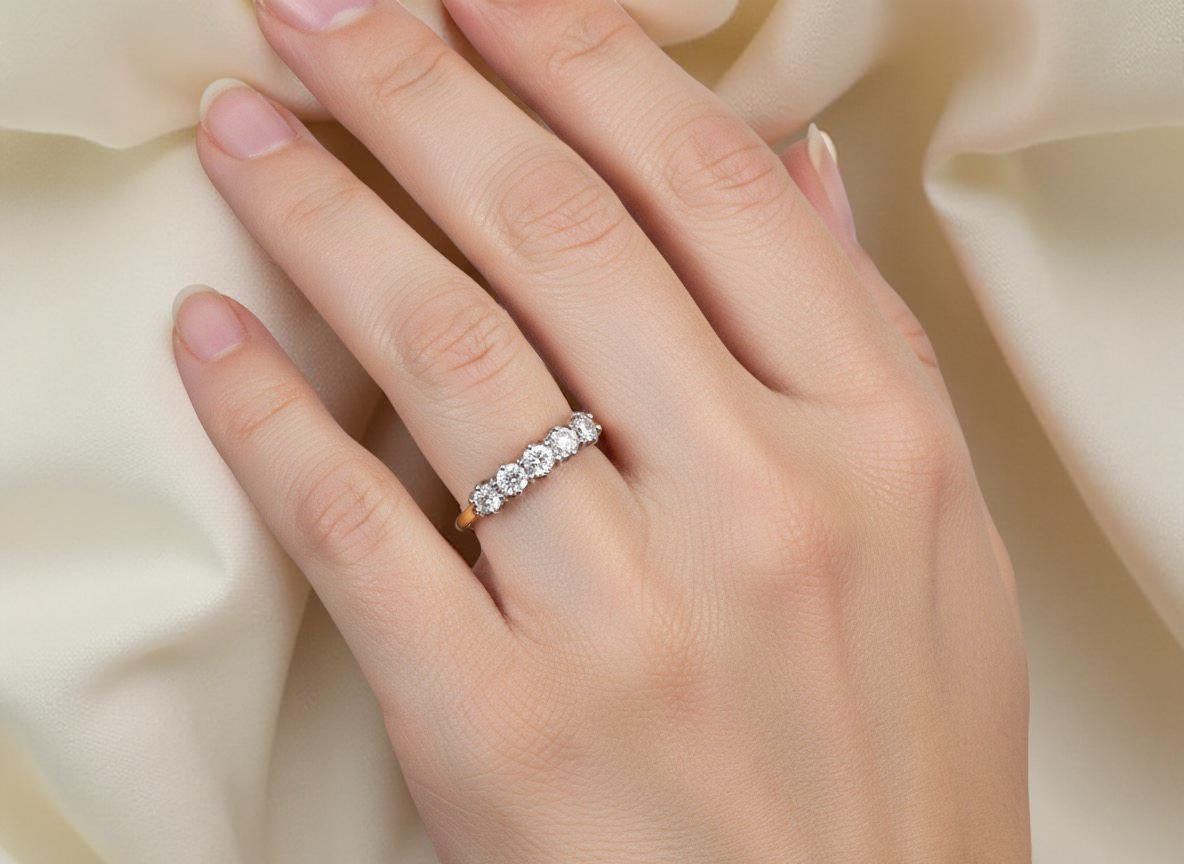 A Seven-Stone Half Hoop Diamond Ring