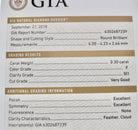 A GIA diamond grading report card showing details for a 0.30 carat round brilliant cut diamond, including grading results and additional quality information.