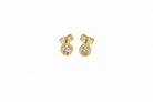 Front on view of bezel set diamond earrings