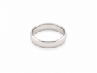 A classic flat band wedding ring in polished  white gold metal, shown on a clean white background.