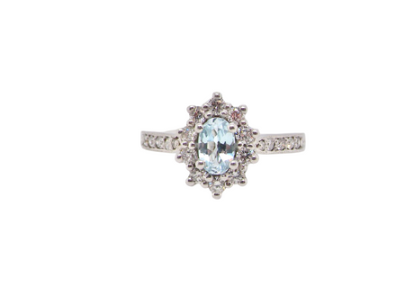 An Aquamarine and Diamond cluster ring