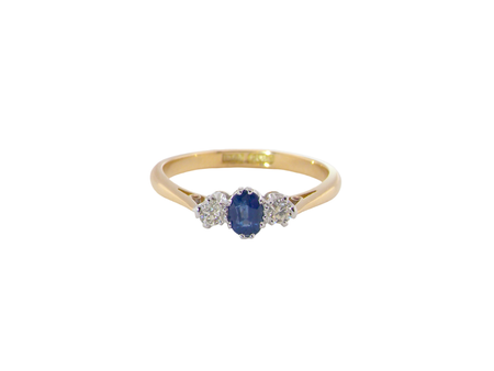 A classic sapphire and diamond three stone ring