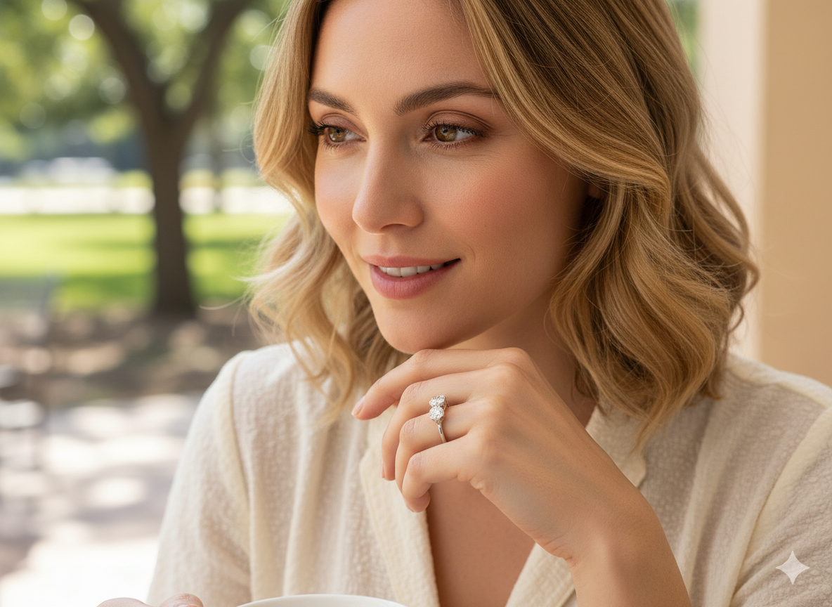 A stunning diamond trilogy ring