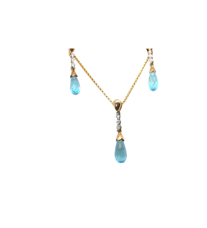 A blue Topaz and  Diamond companion set