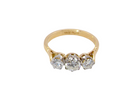 above A three stone trilogy ring. The diamond centre stone measures 5.5mm (est 0.60 carats) each side a 4mm diamond , total estimated at 1.10 carats.