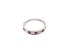 above view An 18 carat white gold half hoop eternity ring. Set with five round 3mm rubies (est 0.50 carats)&nbsp;
