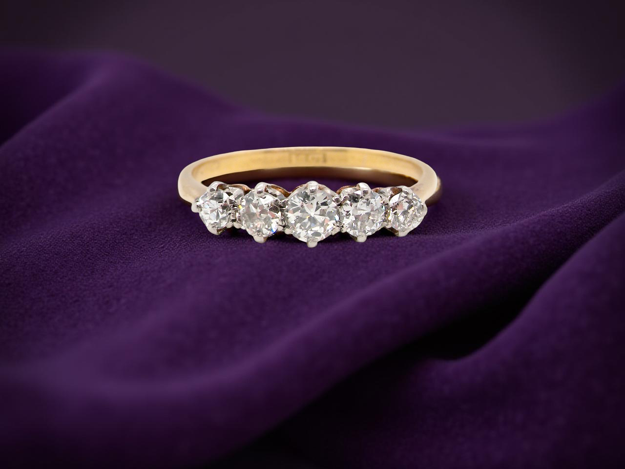 antique A vintage five stone diamond ring