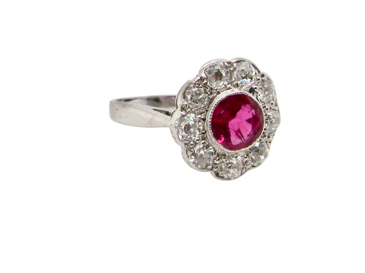 A beautiful Ruby and Diamond cluster ring