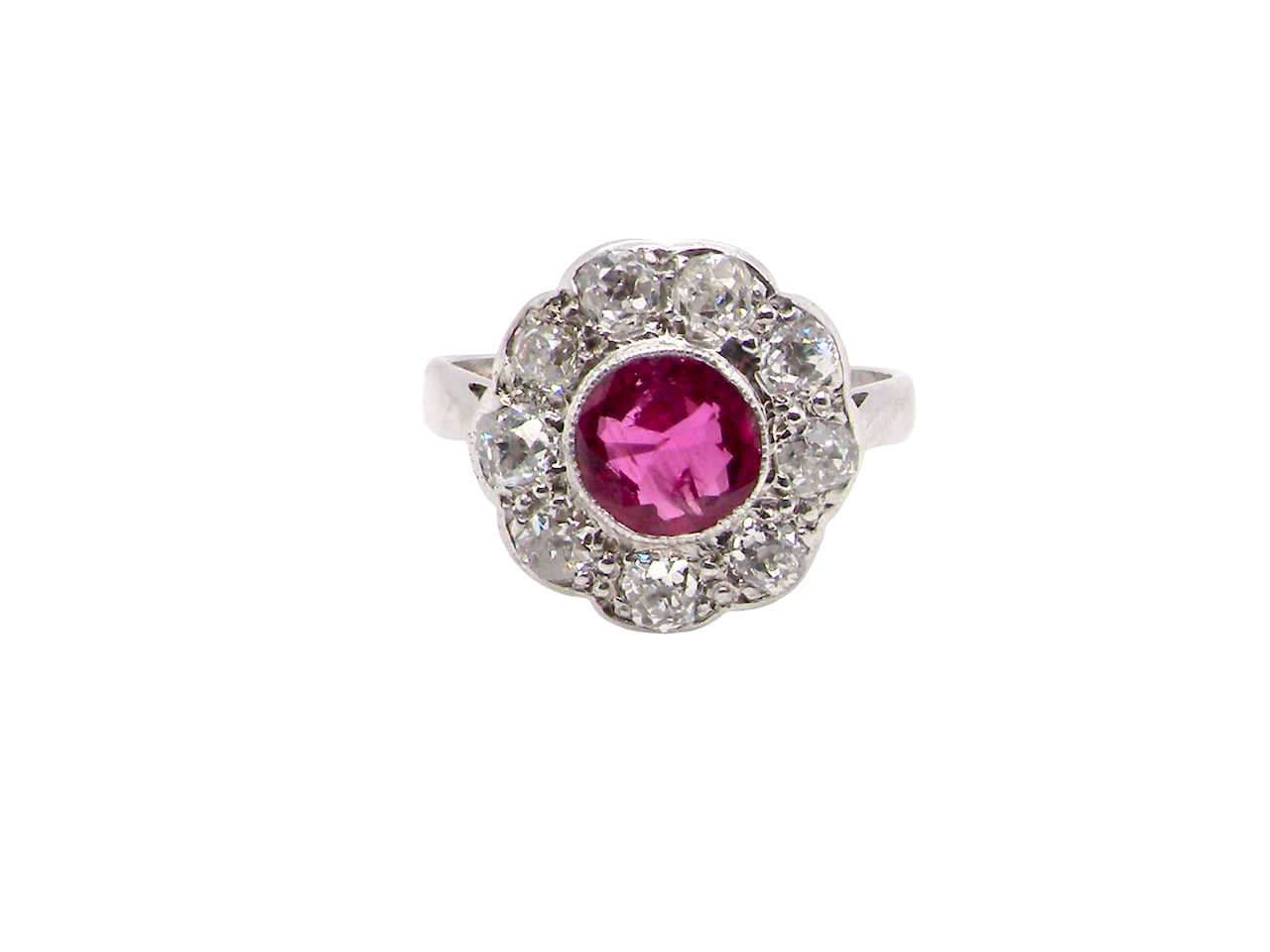 A beautiful Ruby and Diamond cluster ring