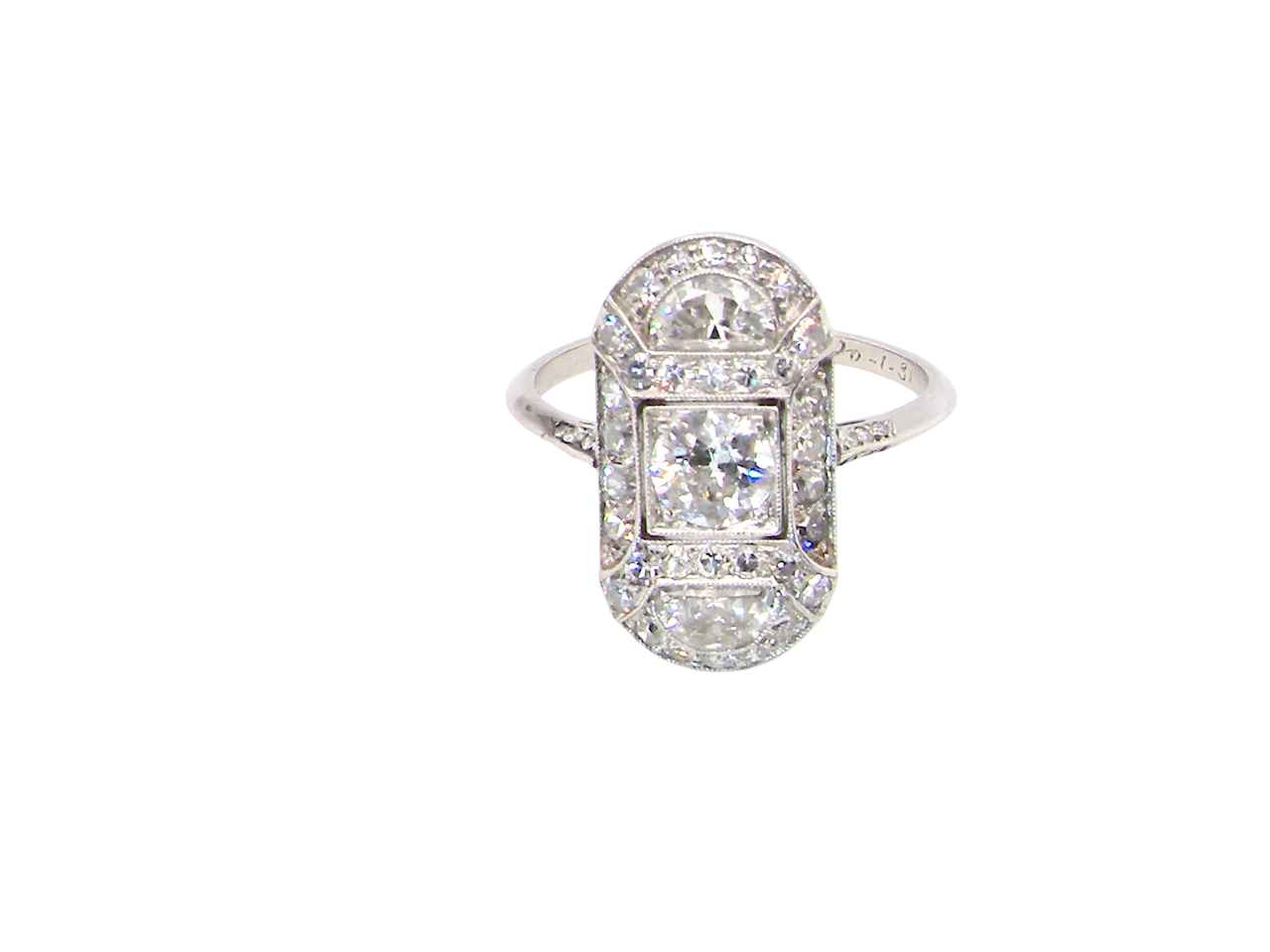 beautifully crafted Art Deco plaque-style diamond ring, s