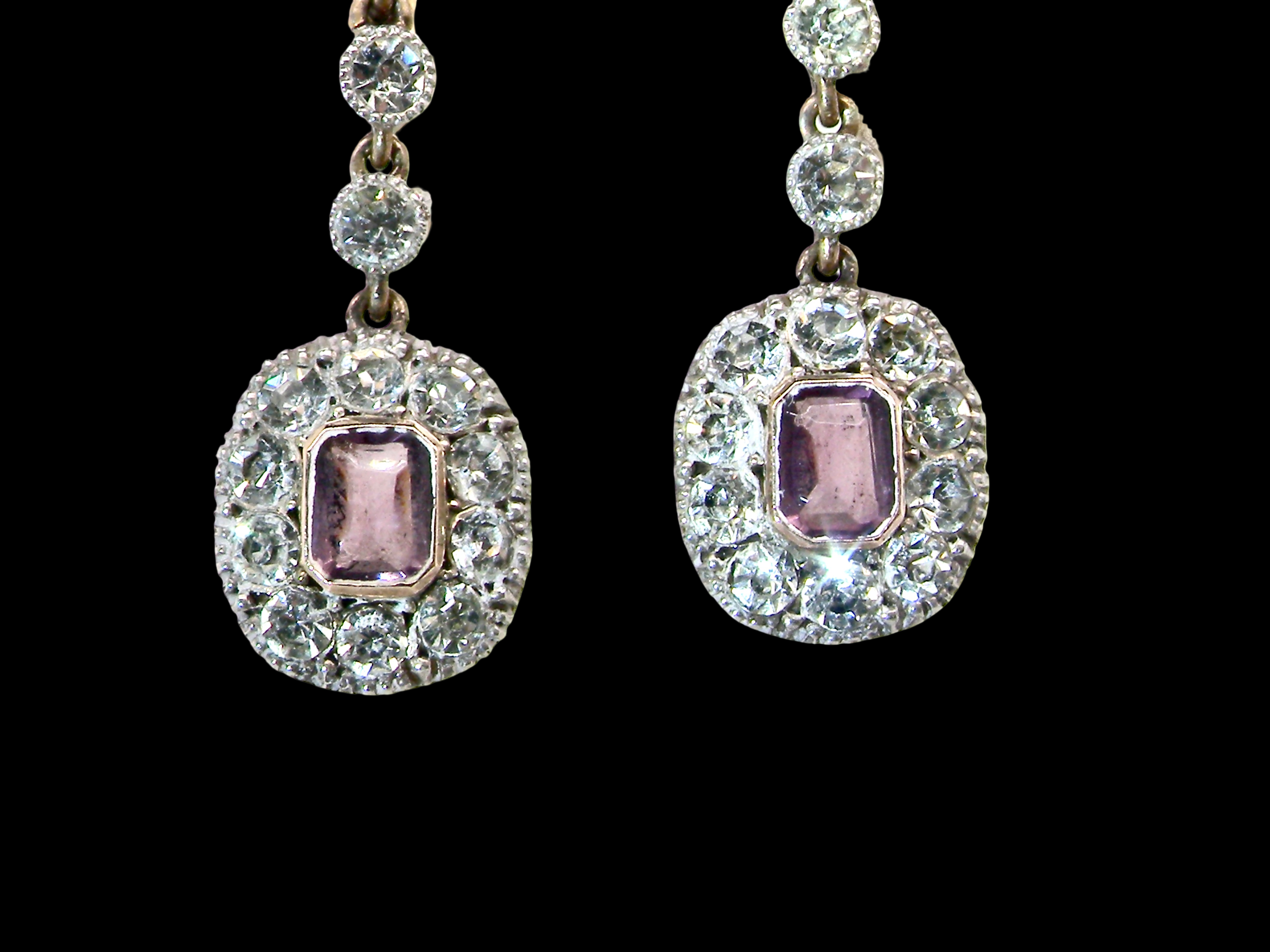 bottom view  pair of drop earrings from. the glamour era of the Edwardian era. 