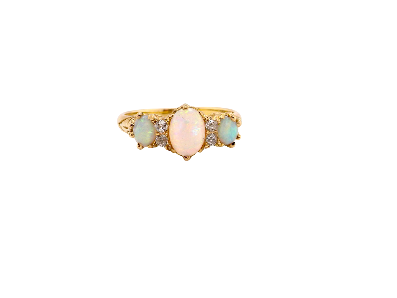carved head  antique opal and diamond ring