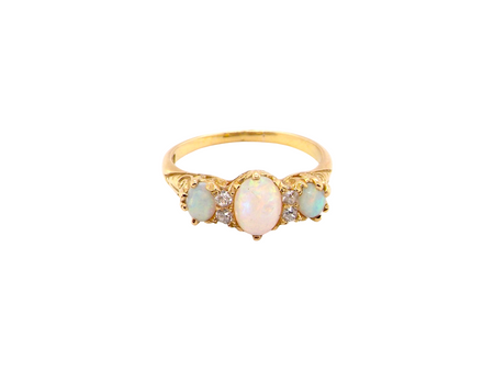 An antique opal and diamond ring