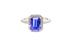  cluster ring featuring a 4A quality Tanzanite as its centre stone.  A