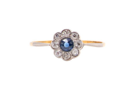 A vintage daisy cluster Sapphire and Diamond ring