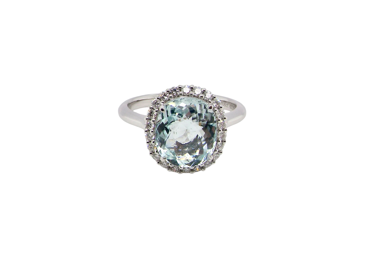  elegant cluster ring centred on a beautiful oval aquamarine, 
