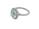  elegant cluster ring centred on a beautiful oval aquamarine, side
