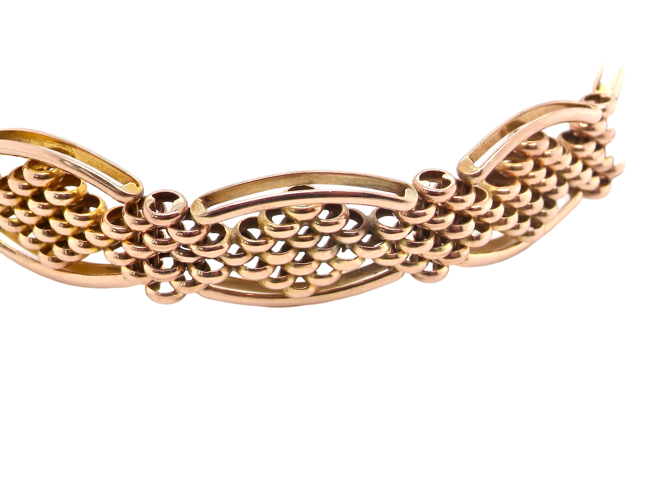 A fine antique gate bracelet close up
