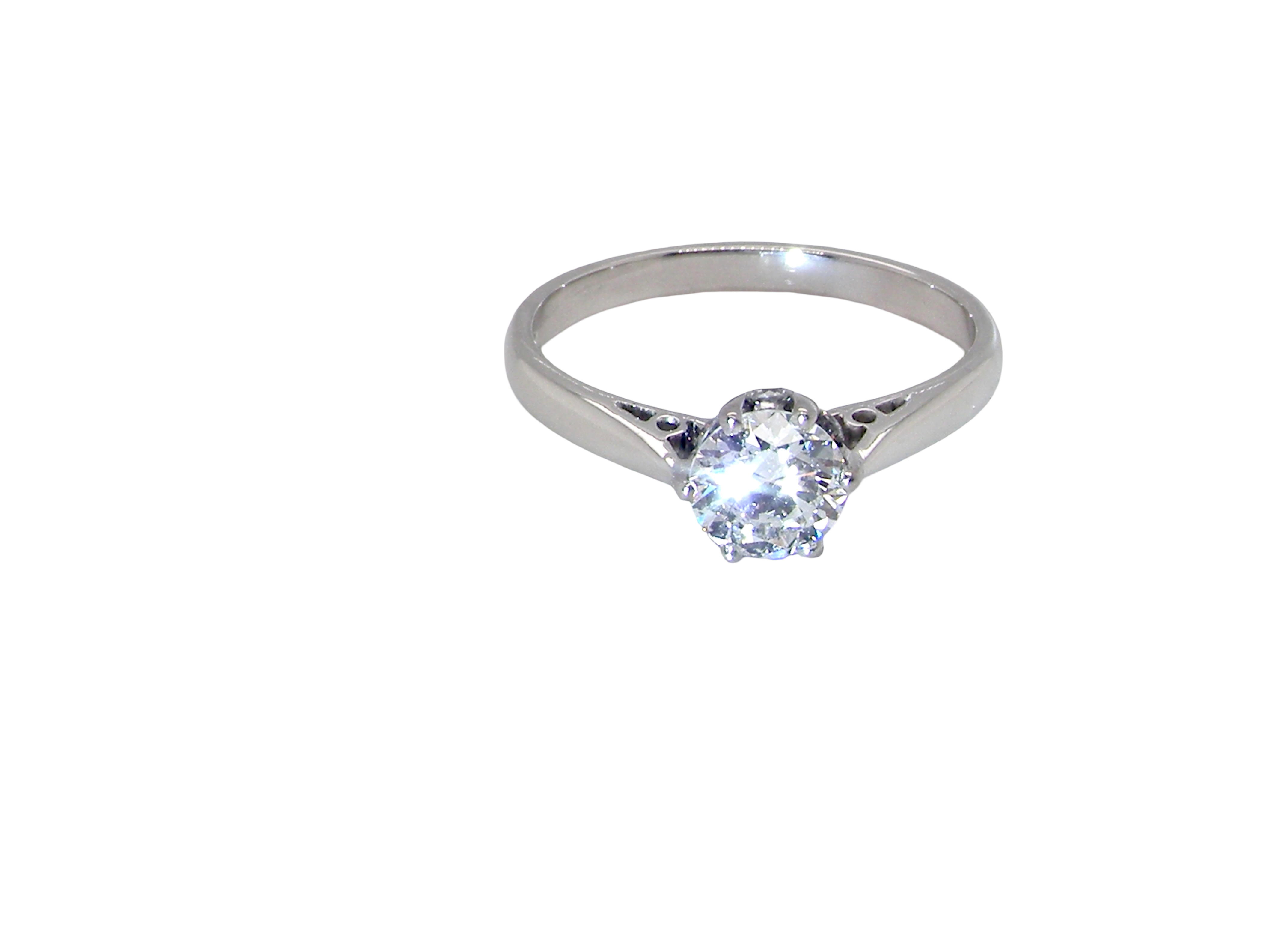fine solitaire ring featuring a single brilliant-cut white diamond, measuring approximately 6mm (estimated 0.75 carats).