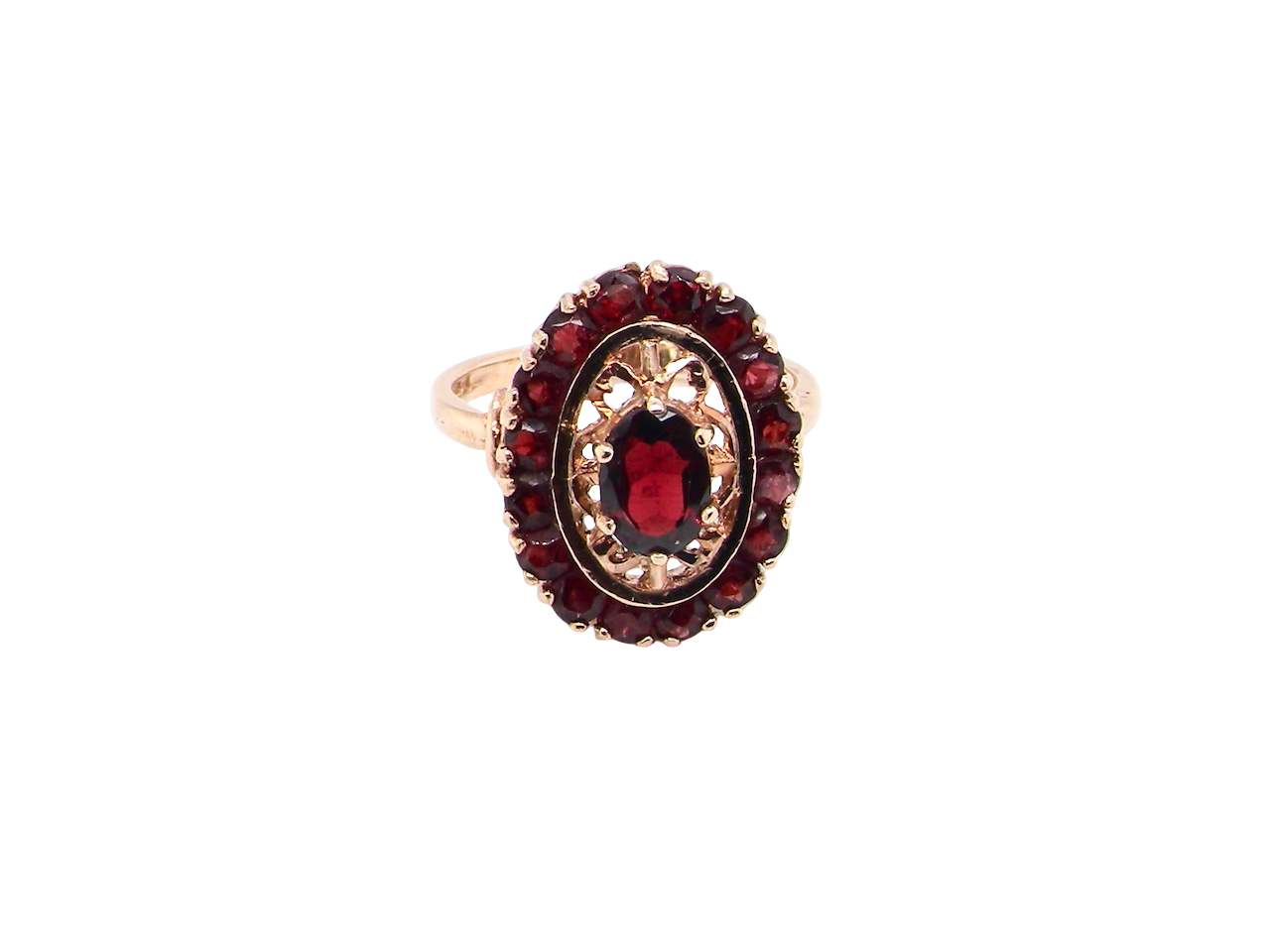 front A garnet dress ring