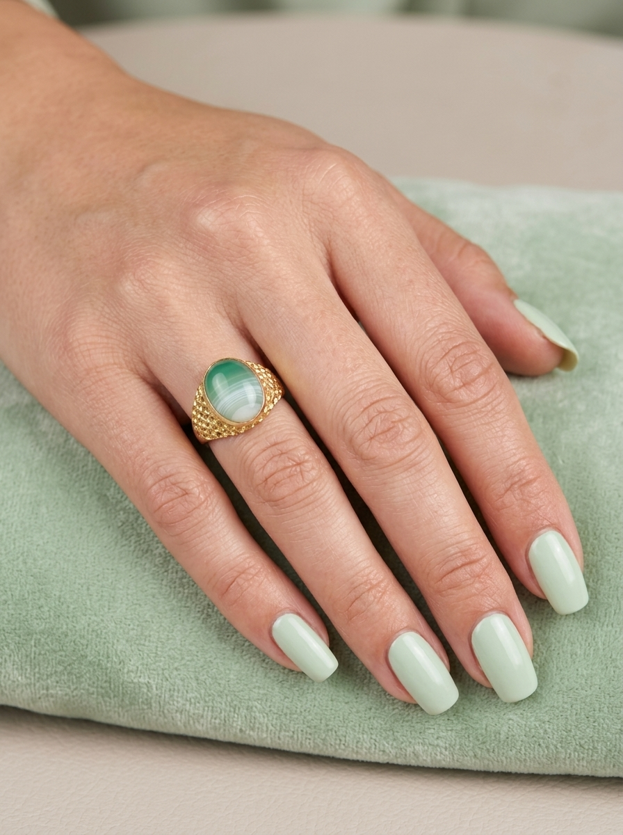A green agate dress ring Vintage Tom A green agate dress ring Vintage Tom