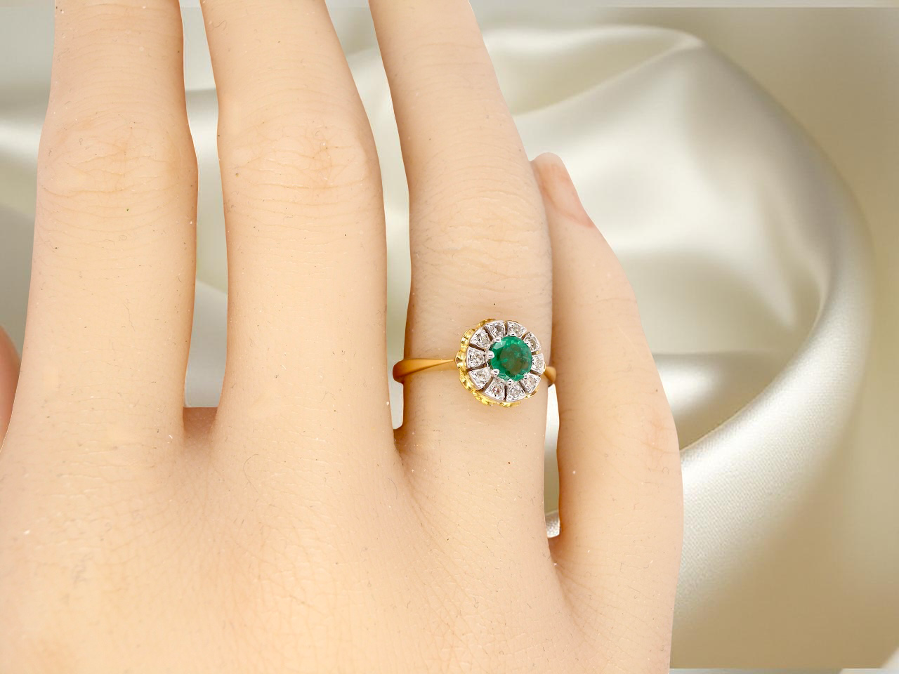 A 1980's Emerald and Diamond ring