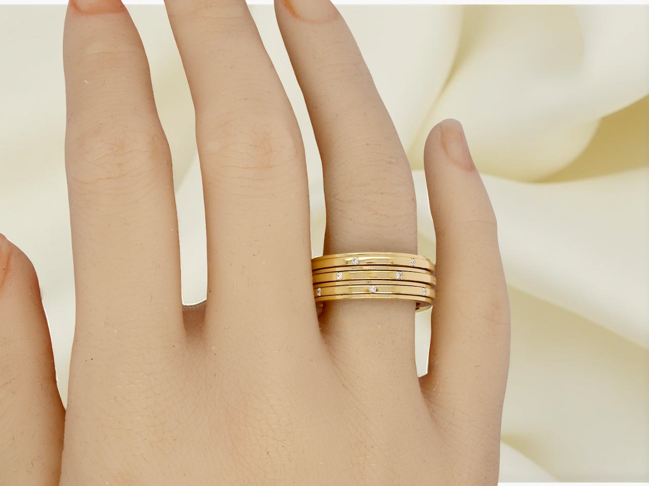 hand A Piaget ‘Possession’ Triple-Band Diamond Ring