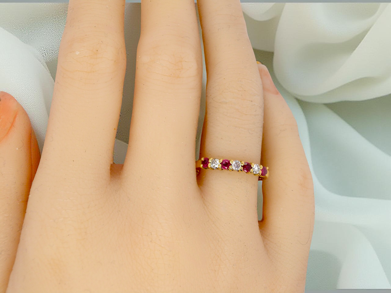 A Ruby and Diamond eternity ring 7 stone