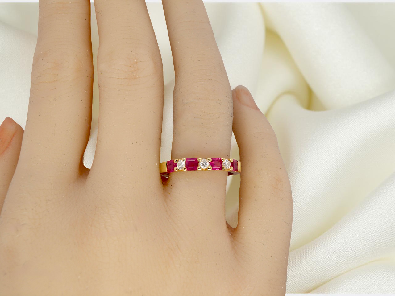 hand A Ruby and Diamond eternity ring square