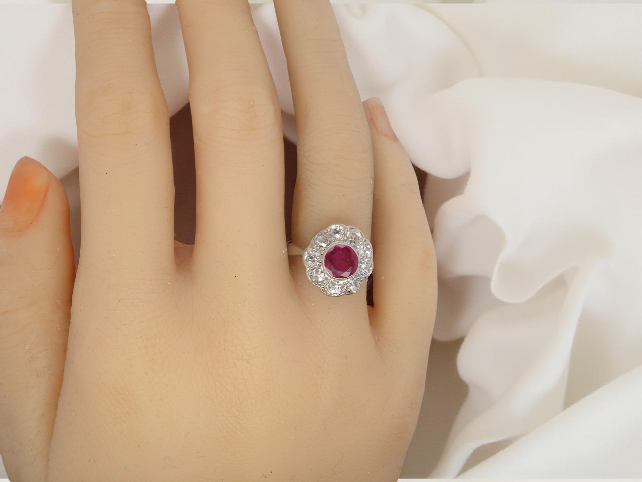 A beautiful Ruby and Diamond cluster ring