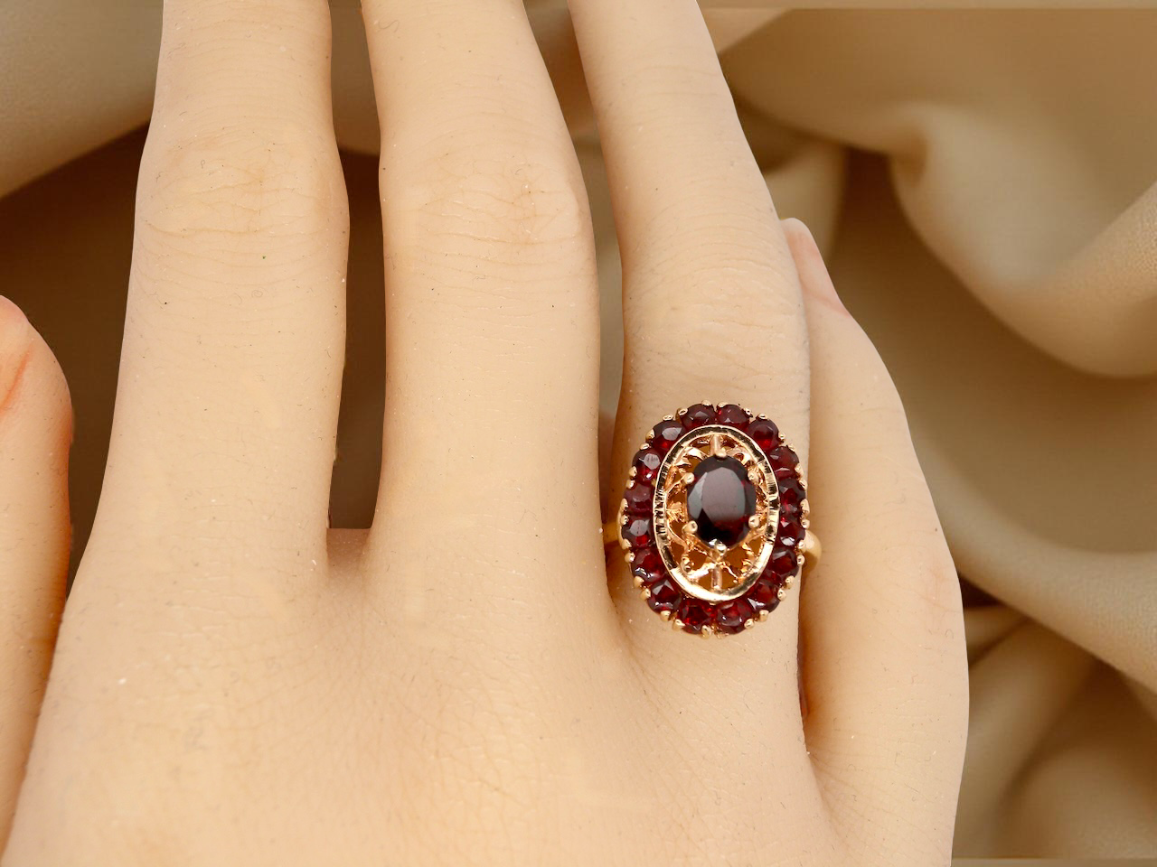 hand A garnet dress ring